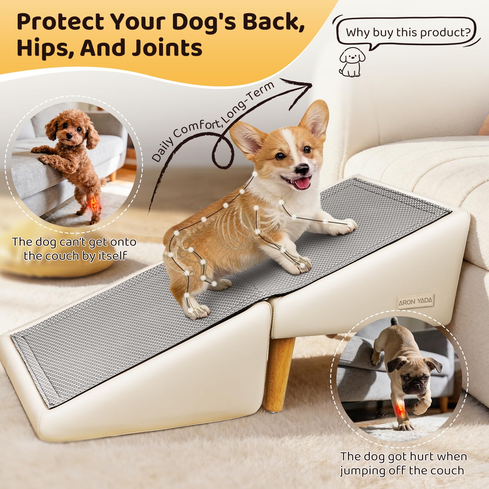 PawStep™ 2-in-1 Dog Ramp & Stairs for Couch – Foldable Non-Slip Pet Steps for Small & Senior Dogs