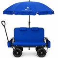 3-in-1 Outdoor Lounge Wagon with Canopy – Folding Double Seat Wagon Cart for Beach, Camping & Family Adventures