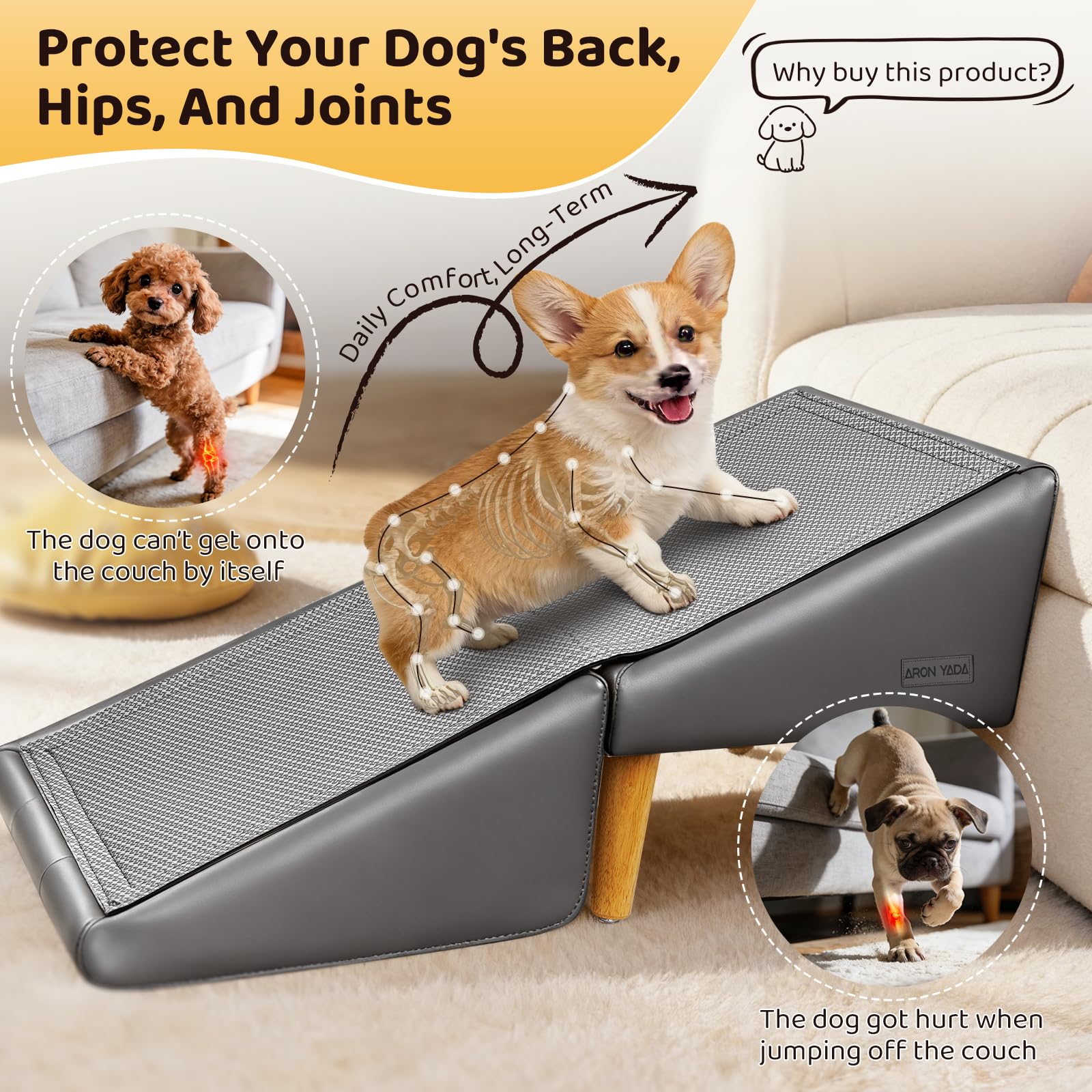 PawStep™ 2-in-1 Dog Ramp & Stairs for Couch – Foldable Non-Slip Pet Steps for Small & Senior Dogs