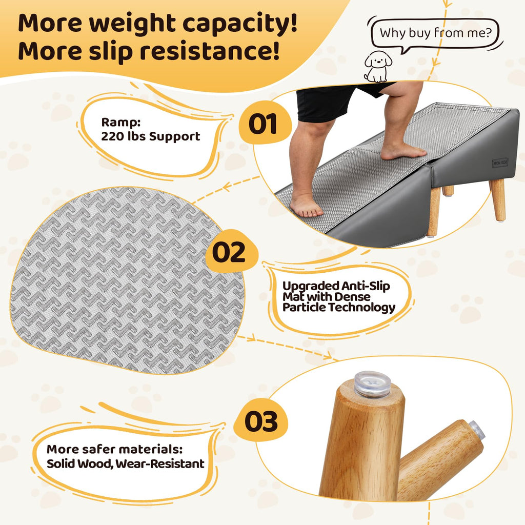 PawStep™ 2-in-1 Dog Ramp & Stairs for Couch – Foldable Non-Slip Pet Steps for Small & Senior Dogs