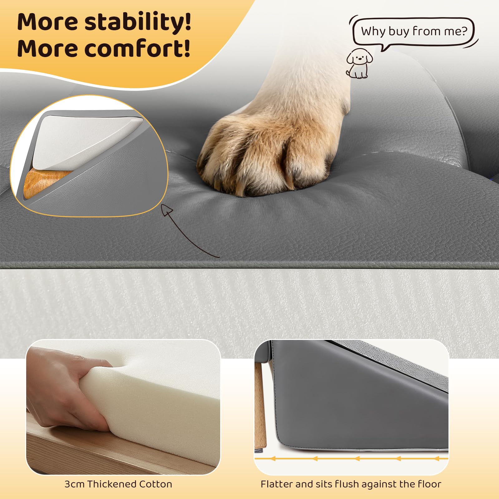 PawStep™ 2-in-1 Dog Ramp & Stairs for Couch – Foldable Non-Slip Pet Steps for Small & Senior Dogs